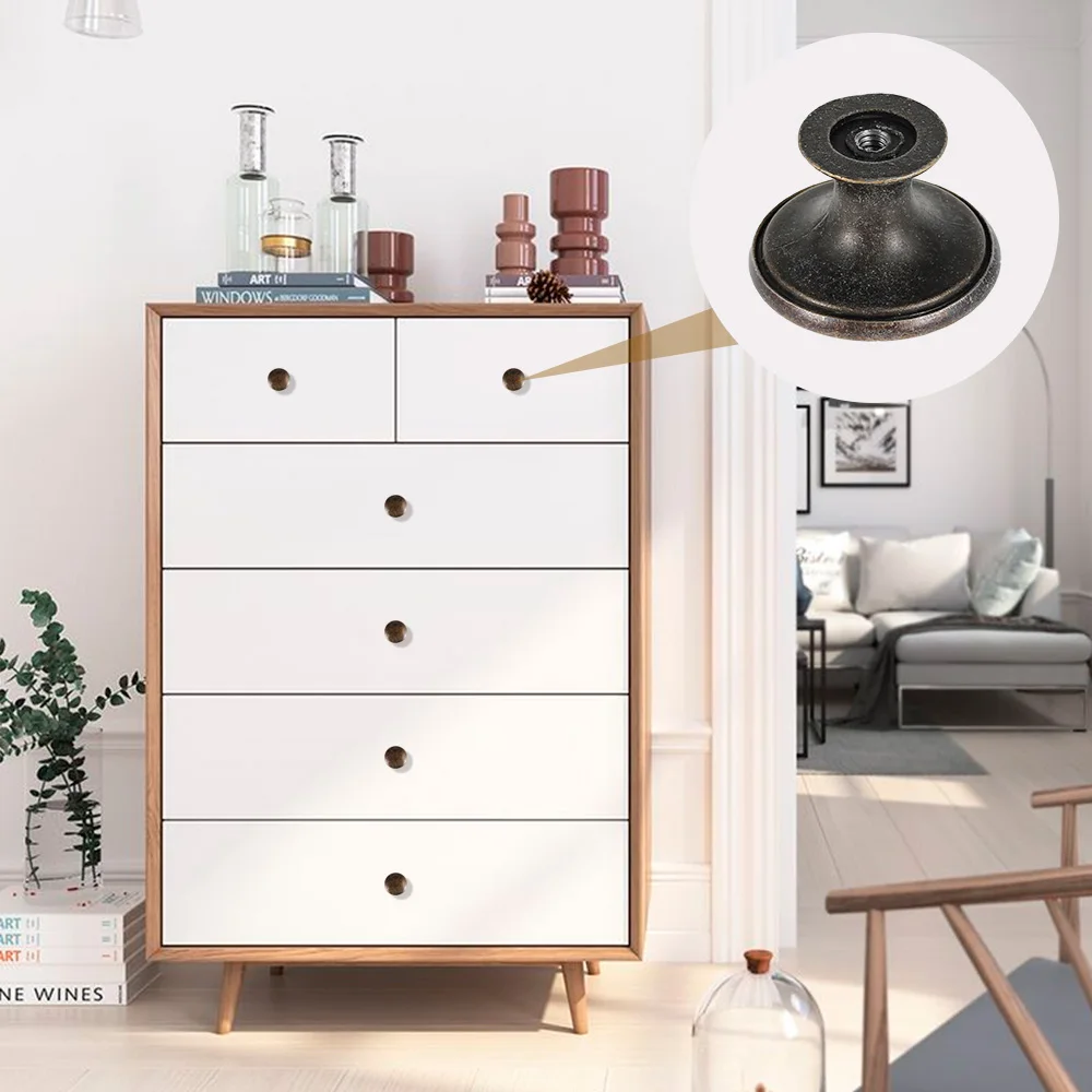 12 шт., винтажная ручка для ящика, круглая ручка из цинкового сплава, дверная ручка для мебели, кухонного шкафа, шкафа, гардероба