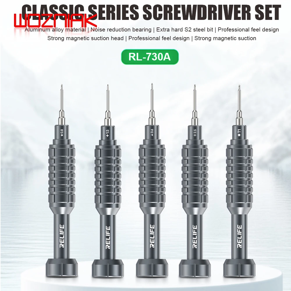 RELIFE RL-730 Steel Cannon King Classic Series Screwdriver Y0.6/0.8/+1.5/+2.5/T1 for Mobile phone, Tablet, Computer Disassemble