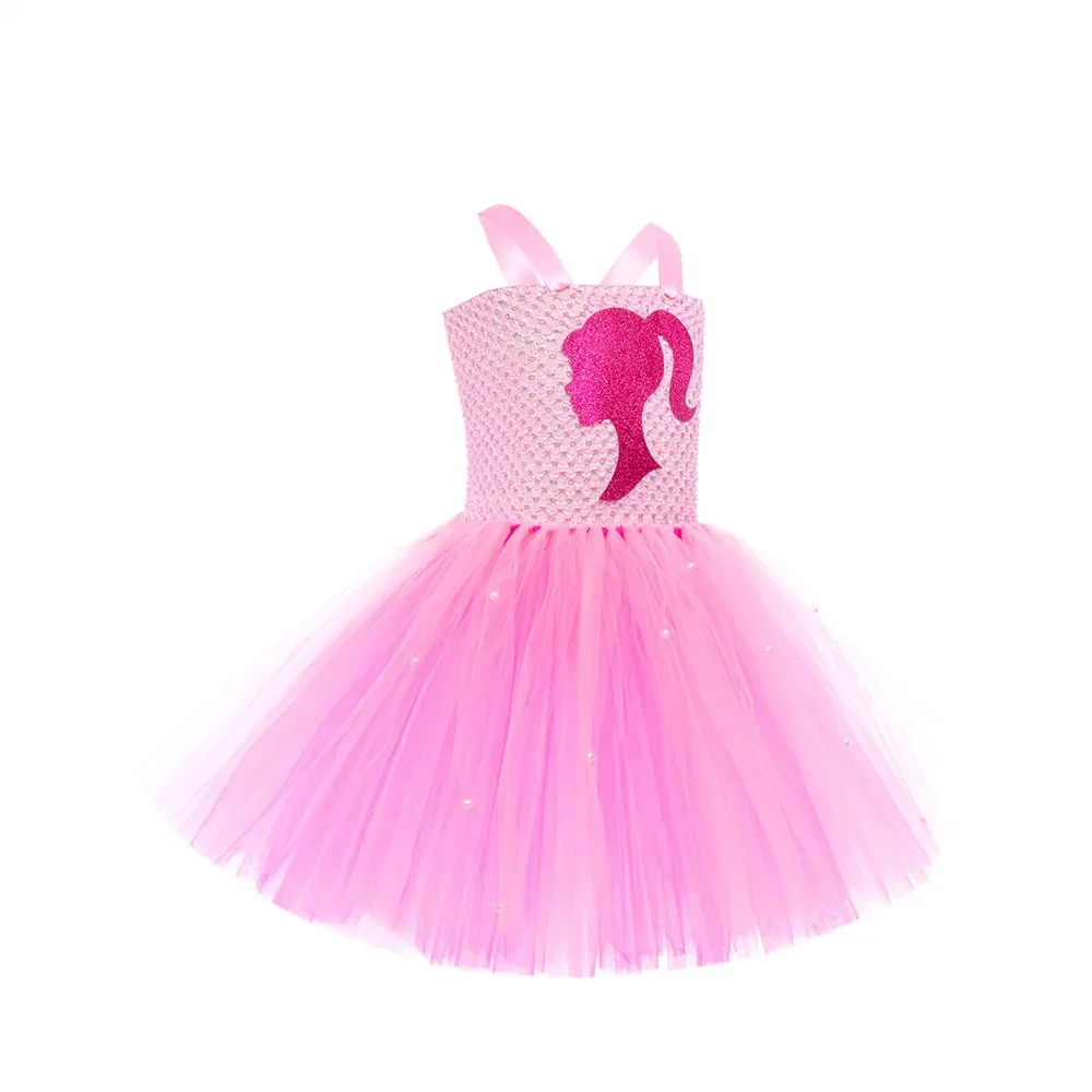 Princess Girls Rosy Movie Tutu Dress for Girl Letter B Birthday Party New Year Christmas Costumes Stage Performance Costume