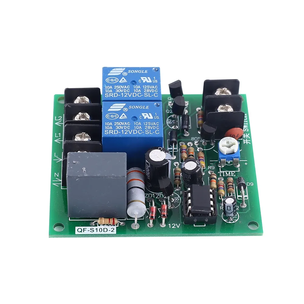 AC 220V 10A 2 Channel 2CH Power Time Sequence Board 0-10S Adjustable Sequential Controller Module Sequential Start Reverse Stop