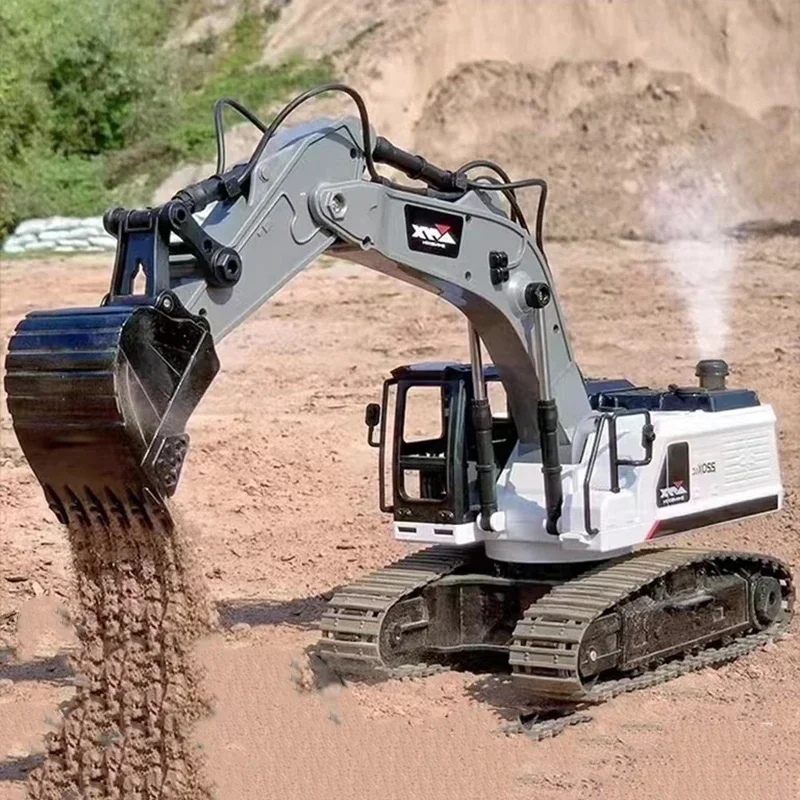 Excavadora de Control remoto de aleación de simulación, juguetes de 13 canales Rc Z6820, luz de pulverización para niños, vehículo de construcción, regalos de cumpleaños