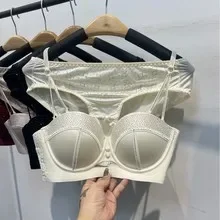 

Сексуальный комплект нижнего белья с маленькой грудью, собранный бюстгальтер без стального кольца, атласное модное нескользящее женское нижнее белье с чашкой для платья