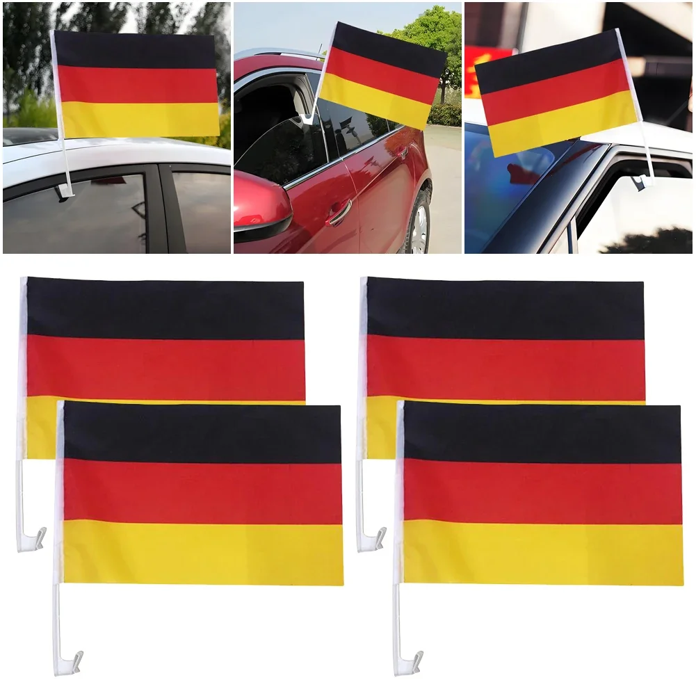 4pc German Flag Hand Waving Flags With Plastic Flagpoles 30x45cm De Deu German Deutschland Hand Waving Flags Car Flag Home Decor