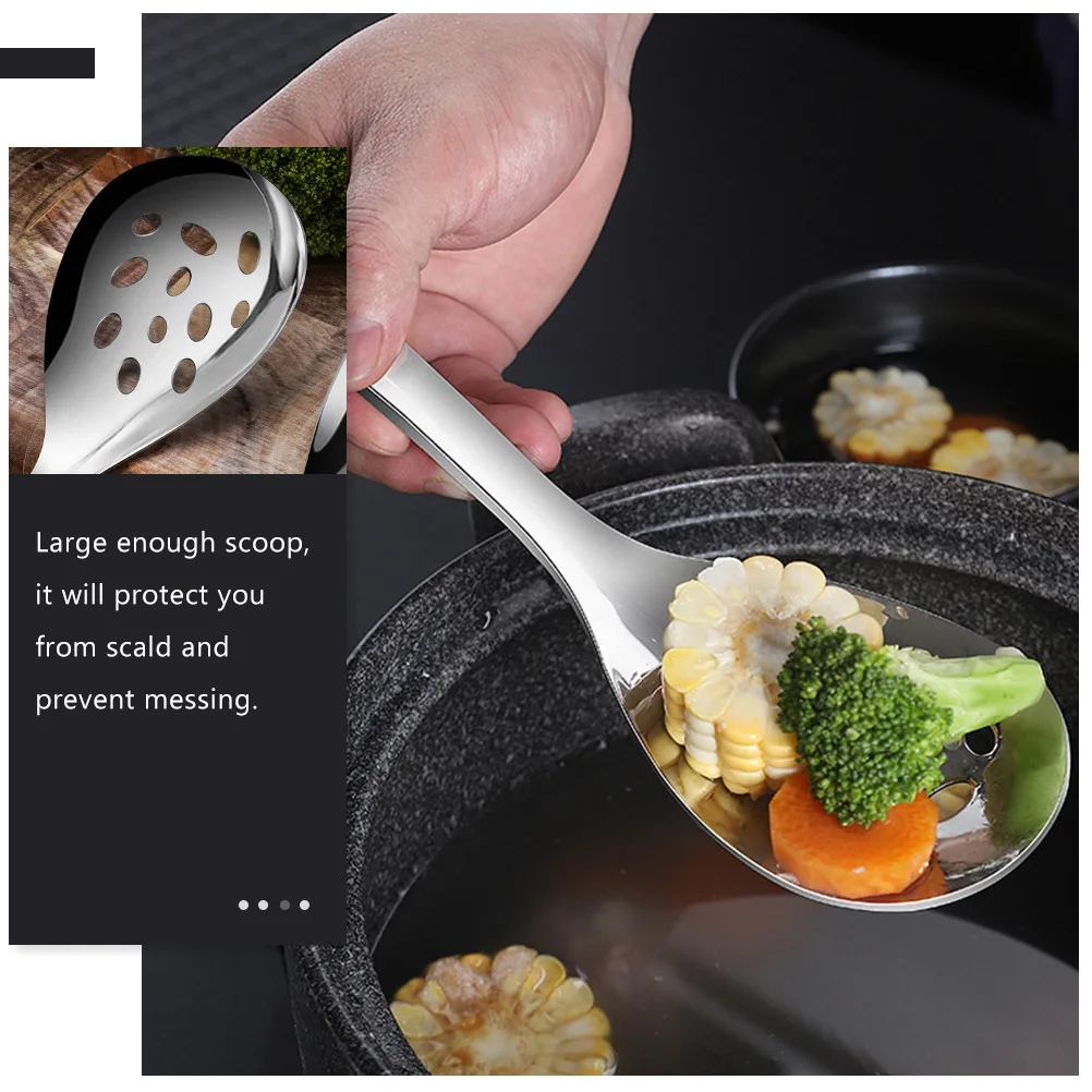 

304 Stainless Steel Colander Spoon Food Serving Cookware Oil Filtering Scoop For Kitchen Restaurant Hotel Large Size