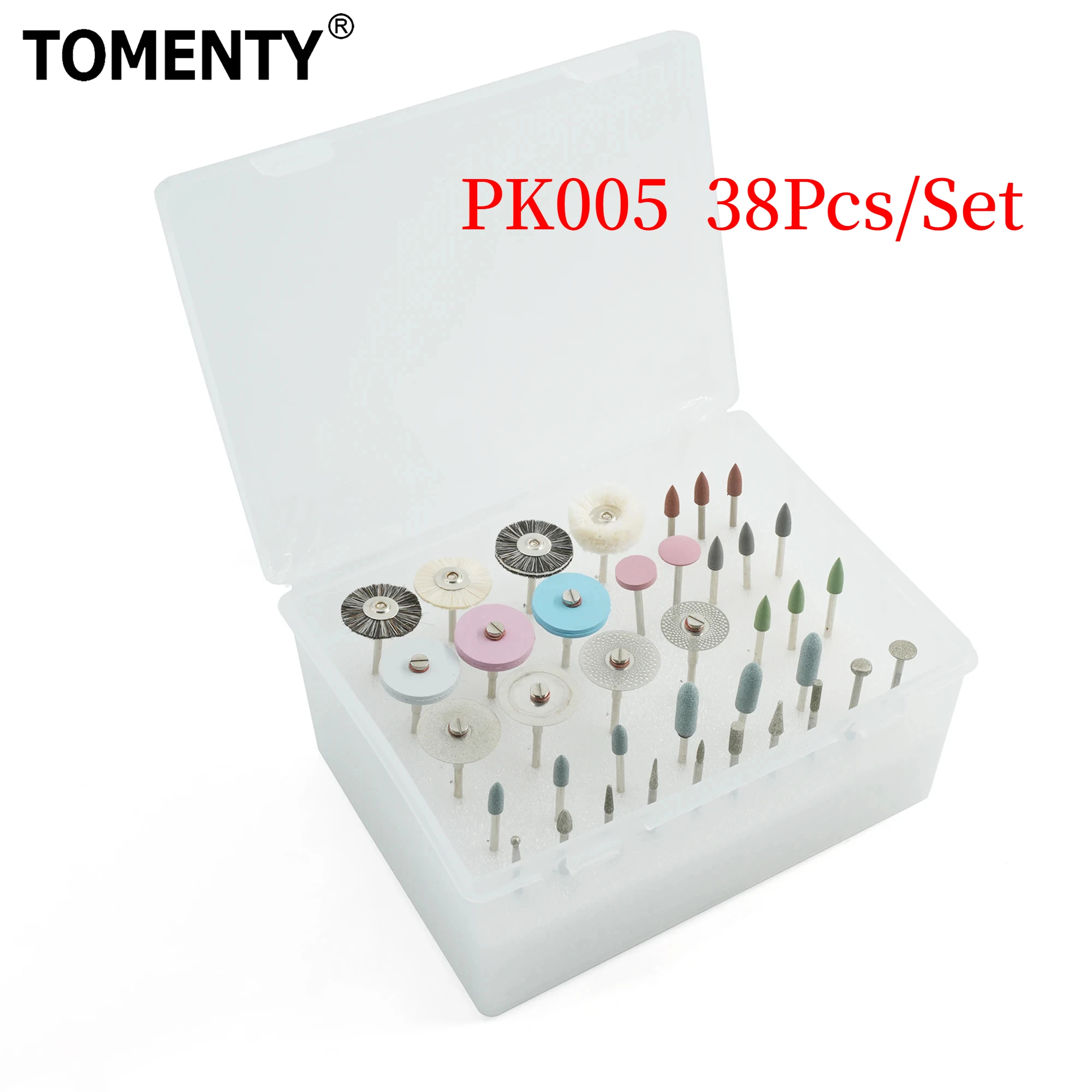 38Pc Dental Polishing Kit Lab HP Polisher Set Dia 2.35mm For Grinding Ceramics Porcelain Low Speed Polisher Brush Dentistry Tool