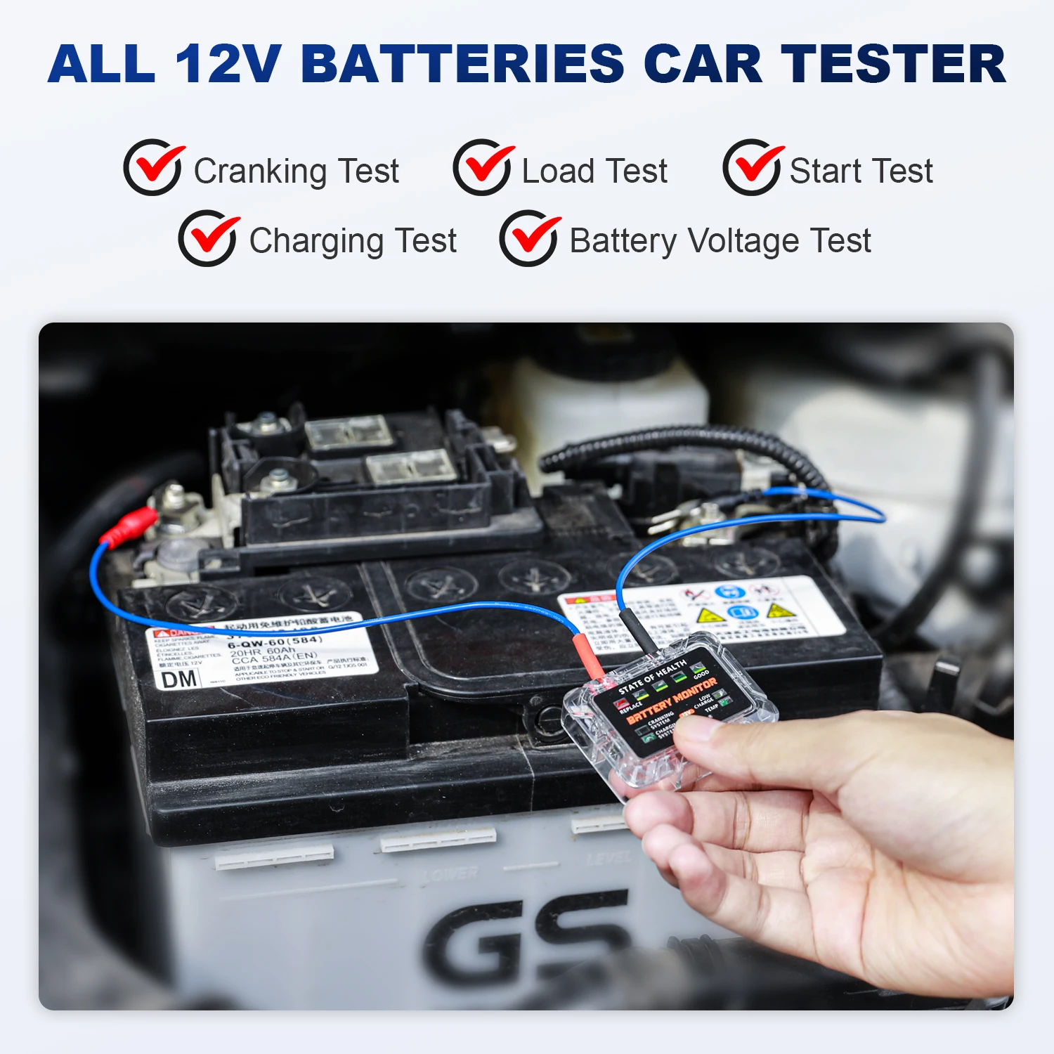 ANCEL BM200 PRO 12V Car Battery Capacity Tester Monitor LED Display SOH SOC Battery Health Waterproof Analyzer  Auto Tester Tool
