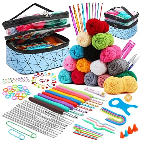 

Fenrry 122Pcs Crochet Kit with Yarn Set, Crochet Kit Suitable for Both Beginners and Experienced Crochet Enthusiasts