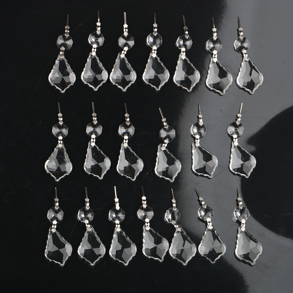 

20 шт., 38 мм, прозрачная люстра, стеклянные кристаллы, лампы, призмы, детали, подвесные подвески в виде капель с восьмиугольными бусинами