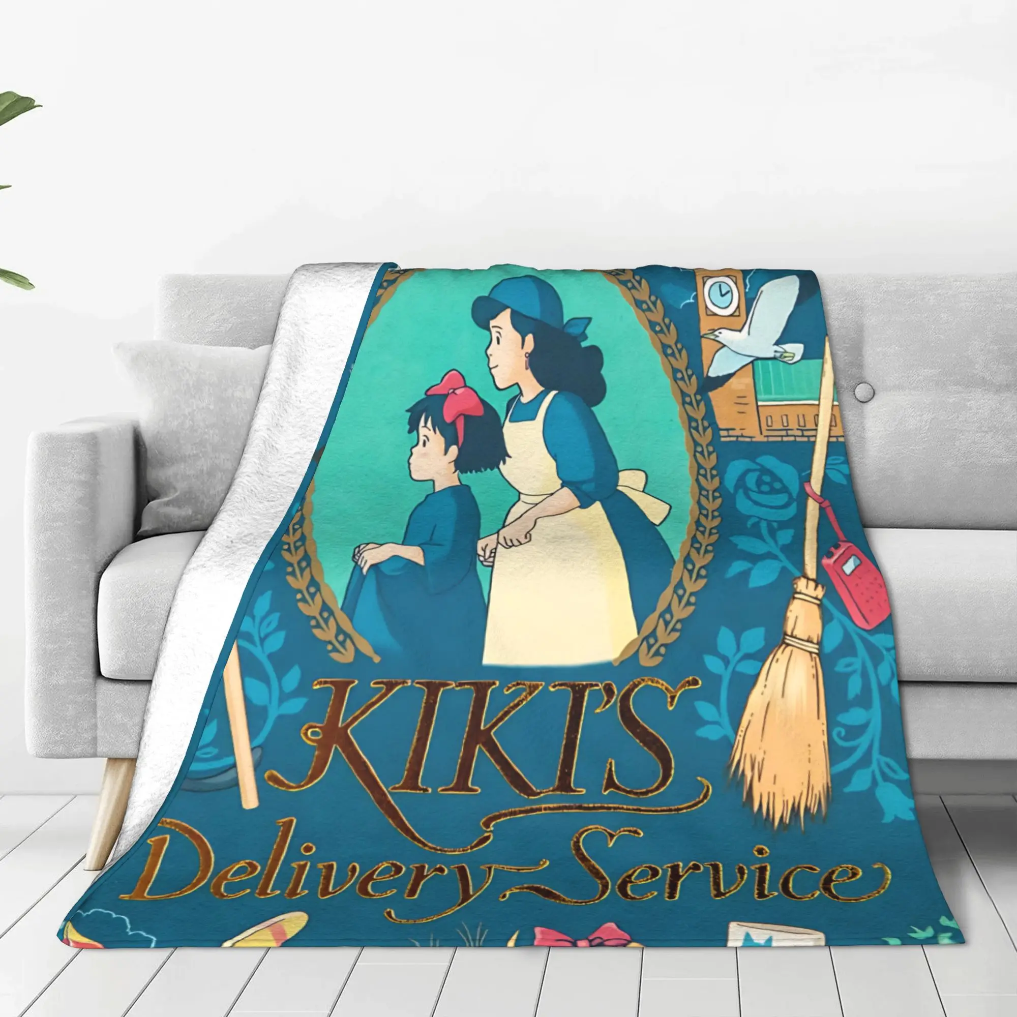 1PC Anime Kiki’s Delivery Service  home room decorations Winter Blankets for Adults Bedding Home Interior Sofa Knee
