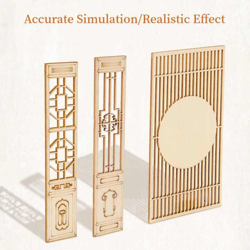 DIY Miniature Chinese Screen Partition 4pcs Wooden Craft Kit for Dollhouse tress Relief Meditation Zen Garden Decor