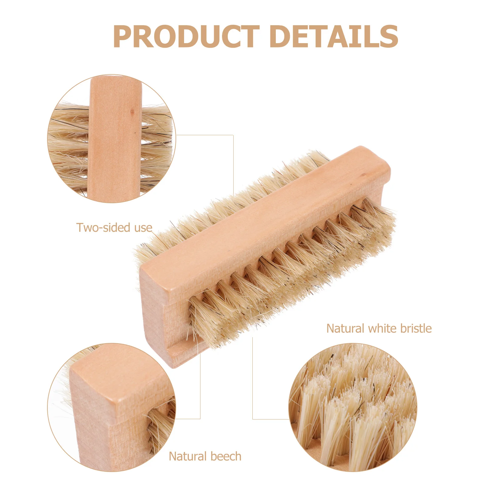 1pc Pig Bristle Nail Brush Manicure Scrubbing Tool Foot Callus Remover Exfoliating Cleaner for Fingernails Durable Portable
