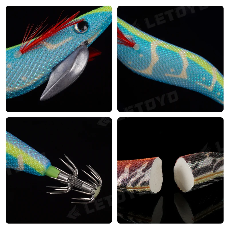 LETOYO FOAM SOLID Squid Jig 3.5# 140mm 22g Luminous Egi lure High sensitivity Cuttlefish bait Fishing goods for squid fishing