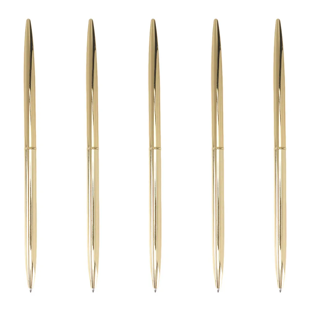

5Pcs Metal Ballpoint Pen Writing Instrument for Office Business Wedding Guest Book Teachers Students Golden Finish
