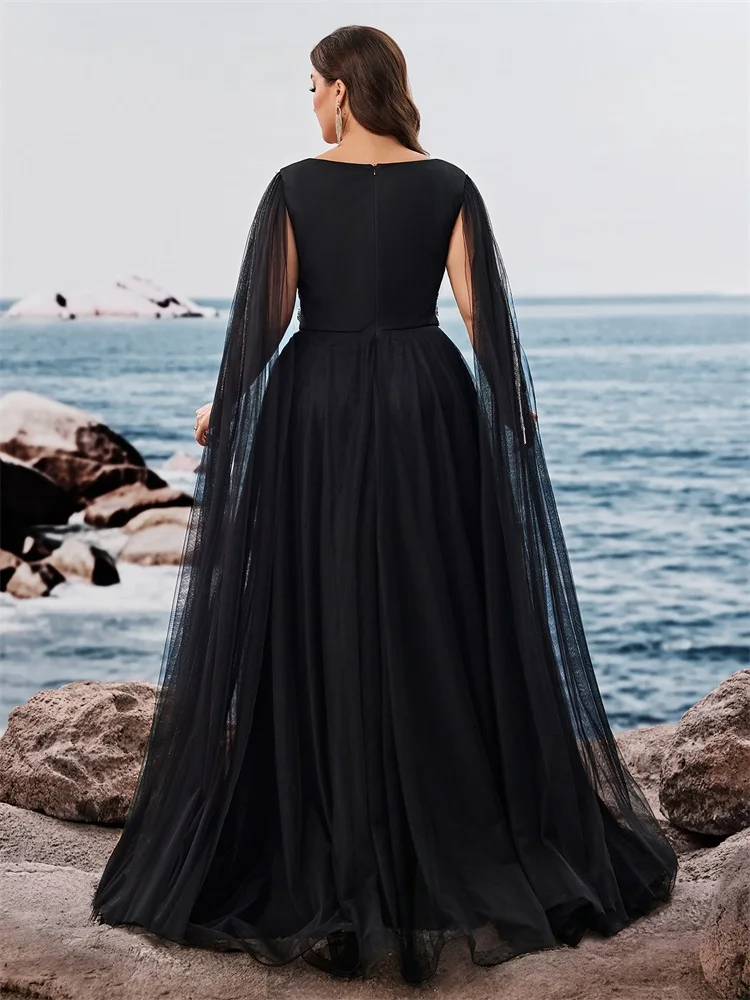 XUIBOL Luxury Floor-standing sleeves Sequins Evening Dresses Women V-neck Formal Wedding Party Cocktail Gowns Vestidos