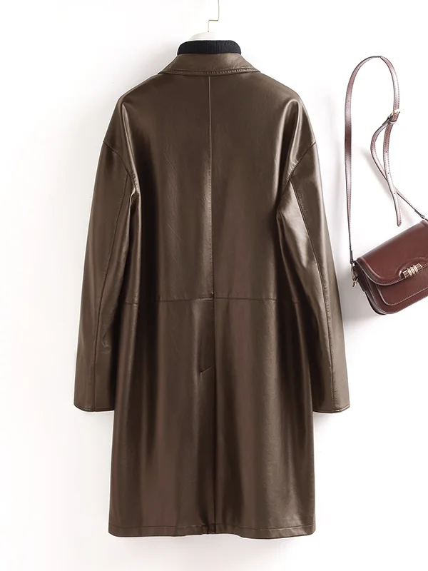   Ning Genuino eepskin Cappotto da Donna di Media Lunghezza Loose Fit Dimagrante High-End Sensazione Primavera Autunno Nuovo Coreano Sle