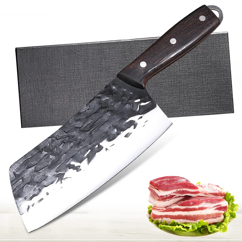 Кованый нож 5Cr1 5Mov, профессиональный кухонный мясной нож из нержавеющей стали, шеф-повара, мясница, овощи, мясница, нож для мясника в подарочной коробке