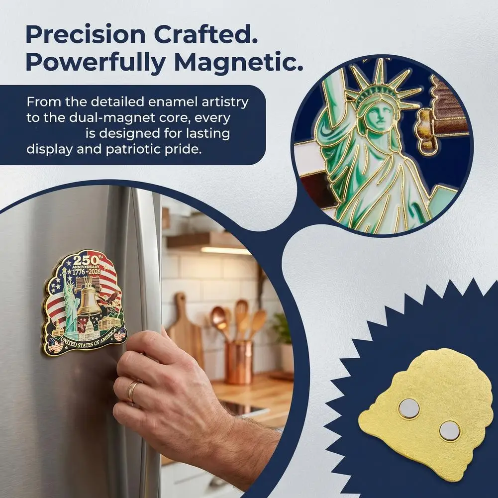 250th US Anniversary Metal Fridge Magnet - 2.48