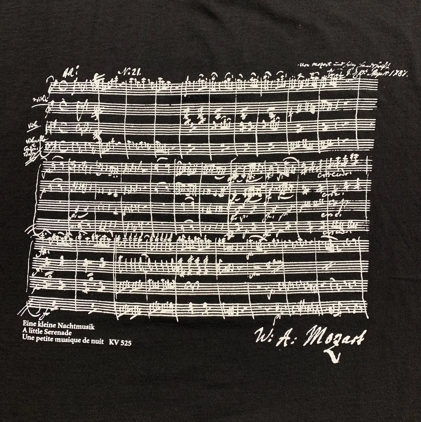 American Retro Lazy Style Classical Art Manuscript Music Score Black Short Sleeve T-Shirt Breathable Cotton round Neck Tee