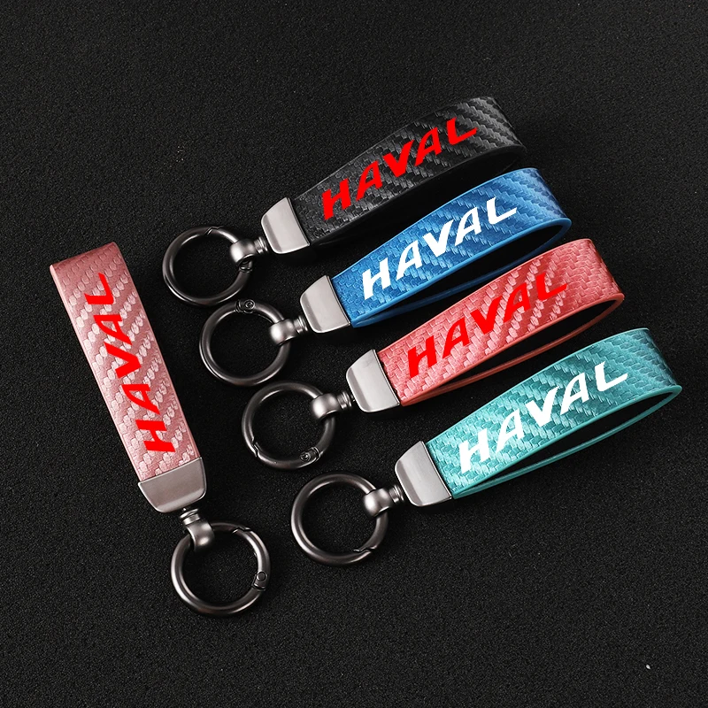 

Car Carbon Fiber Leather Rope Keychain Key Ring for Harvard HAVAL Car Accessories