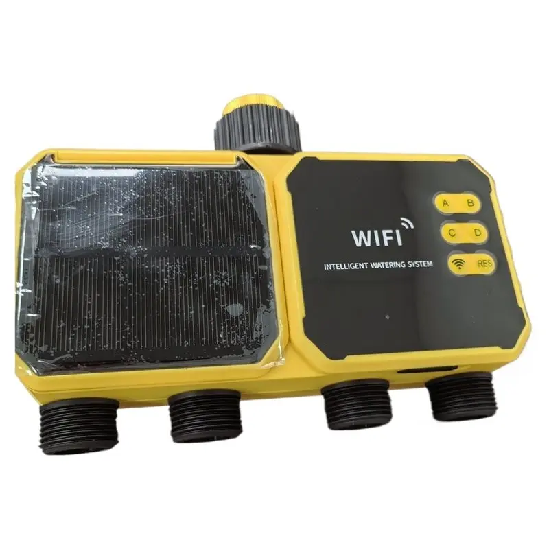 AB08-Solar Powered 4 Zone WIFI Irrigation Timing Controller Automatic Watering System Outdoor Timer
