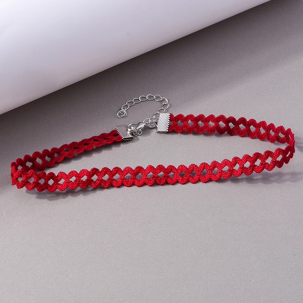 Aihua Sexy rote Samt-Choker-Halsketten für Frauen, Kristall-Herz-Halskette, Braut, Hochzeit, Party, Schmuck am Halskragen – Detail 27