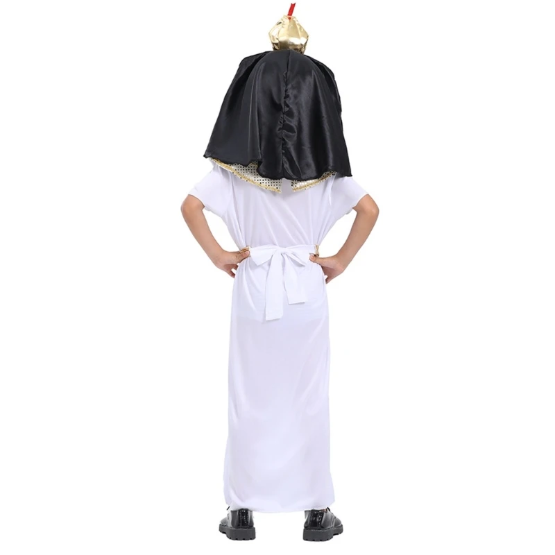 Kinderen Farao Kostuum Set Kids Egyptische Farao Kostuum Hals Kraag Farao Hoed Gewaad voor Halloween Rollenspel Cosplay