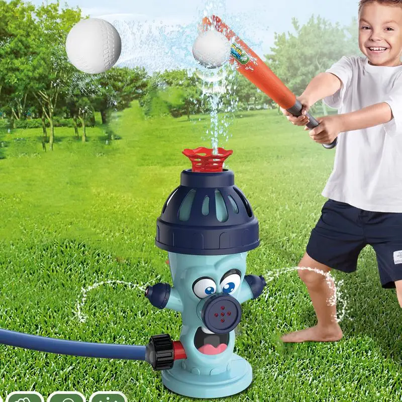 Kids Sprinkler Water Spray Baseball Ball Game Set Water Spray Toy With 4 Water Spray Modes Fire Hydrant Shape Summer Outdoor