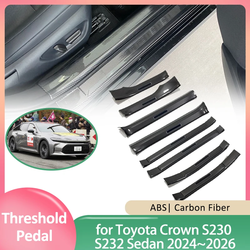 

Накладки на пороги для Toyota Crown S230 S232 Sedan 2024~2026, ABS, защитные накладки на пороги, наклейки-аксессуары