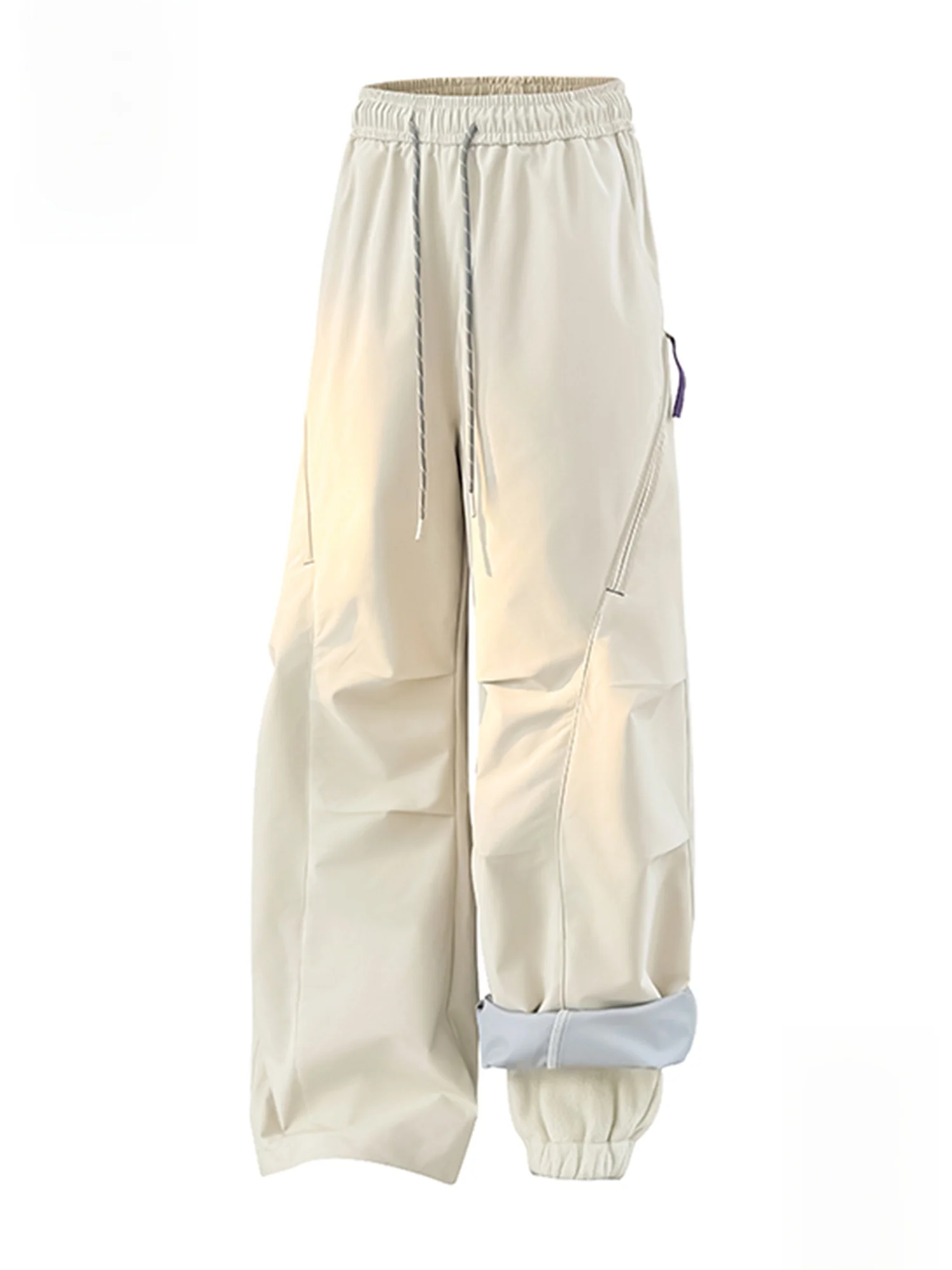 

PaulFrank Loose Paratrooper Pants Men's Casual Fce Lined Tee-in-One Winter Workwear Trousers Straight Leg mid Waist