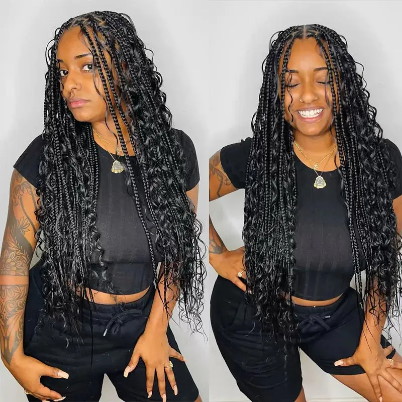 32 بوصة الاصطناعية كامل الدانتيل البوهيمي جديلة شعر مستعار أومبير شقراء فتاة جامعية شعر مستعار مجعد الشعر آلهة شعر مستعار مع ضفائر صندوق كورنو