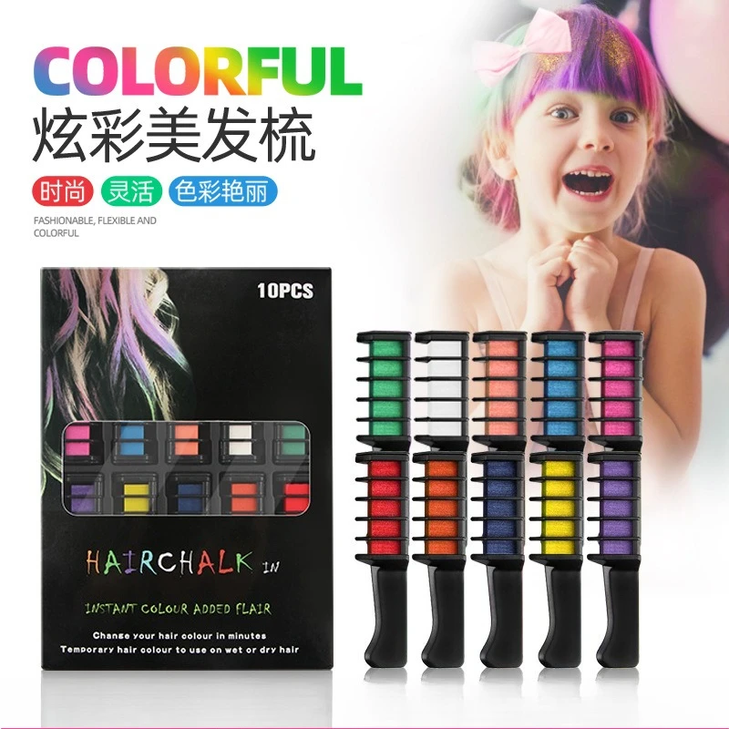 

10 Colors/set Multi Color Hair Dye Comb Set Fashion Disposable Hair Dyeing Comb Non-toxic Temporary Party Salon Hair Coloring