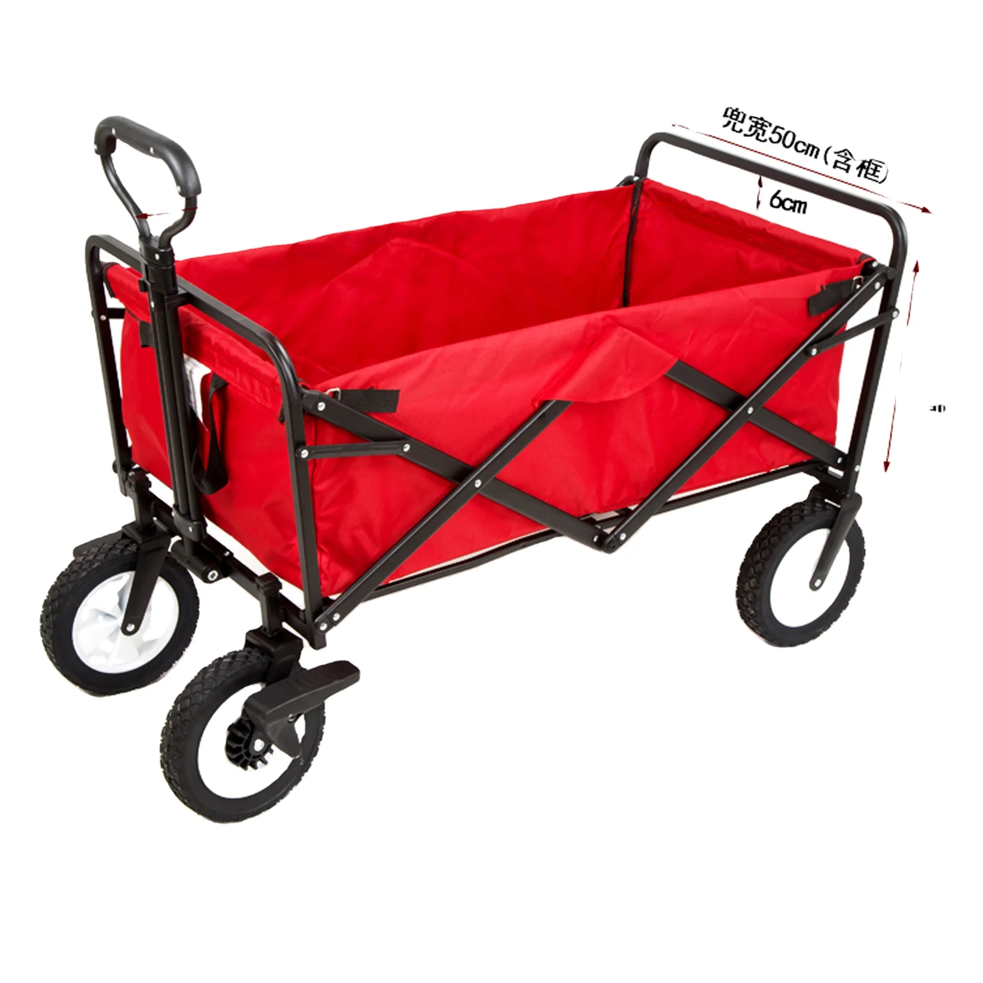 

Garden Trolley Folding Wagon Push Cart With Brake Collapsible Utility Sturdy Portable Rolling Lightweight Beach Garden Cart