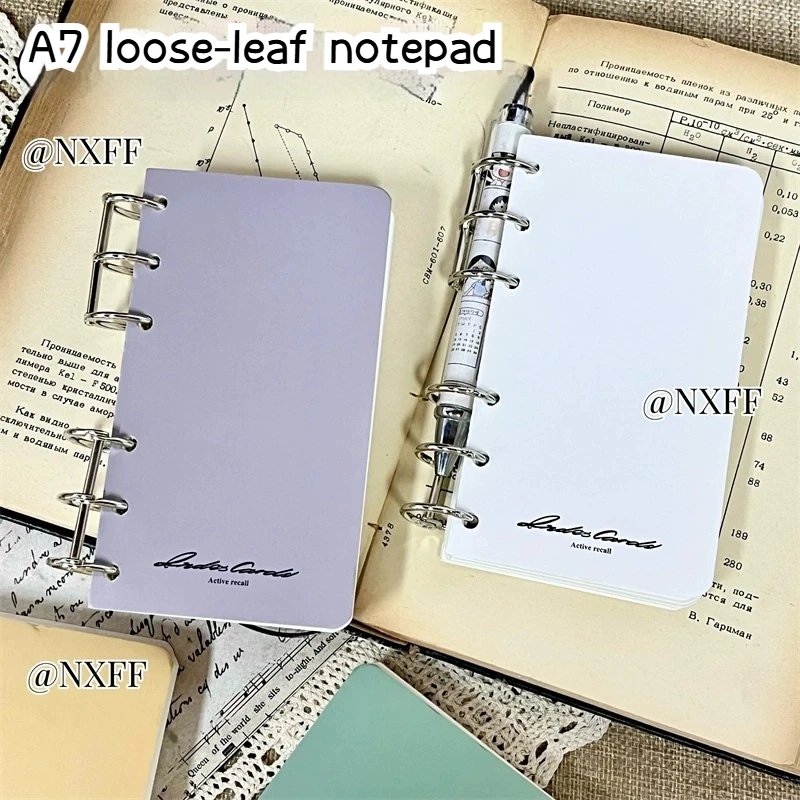 A7 Retro Loose-Leaf Notebooks With 150 Blank Pages Mini Cute Learning Notepad Color Cover Solid Binder Planners Student Supplies