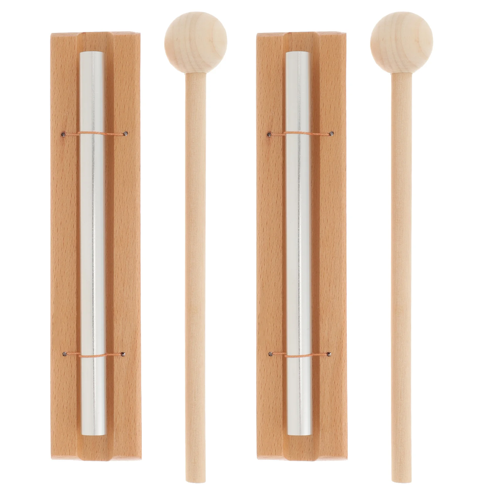 2 Set Meditation Bell Easy to Use Chime with Mallet Instruments Yoga Music Tool Wood Hand Percussion Chimes