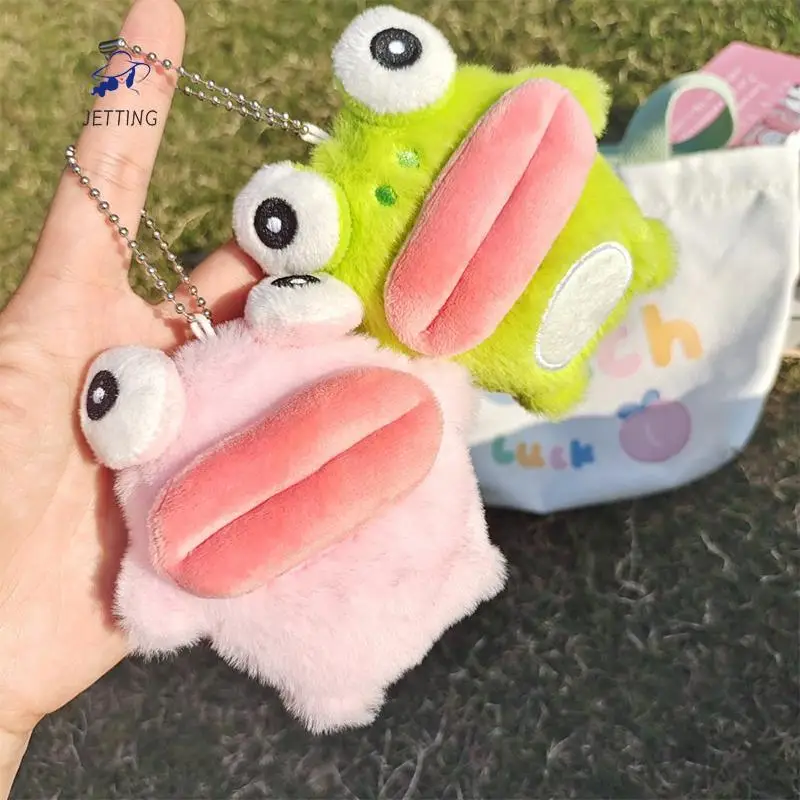 JoCartoon Plush Butter Pendant Key, Cute Saucisse Mouth Frog Key, Couple Key Ring, Backpack Charms, Car Bag Decor, Christmas Gift