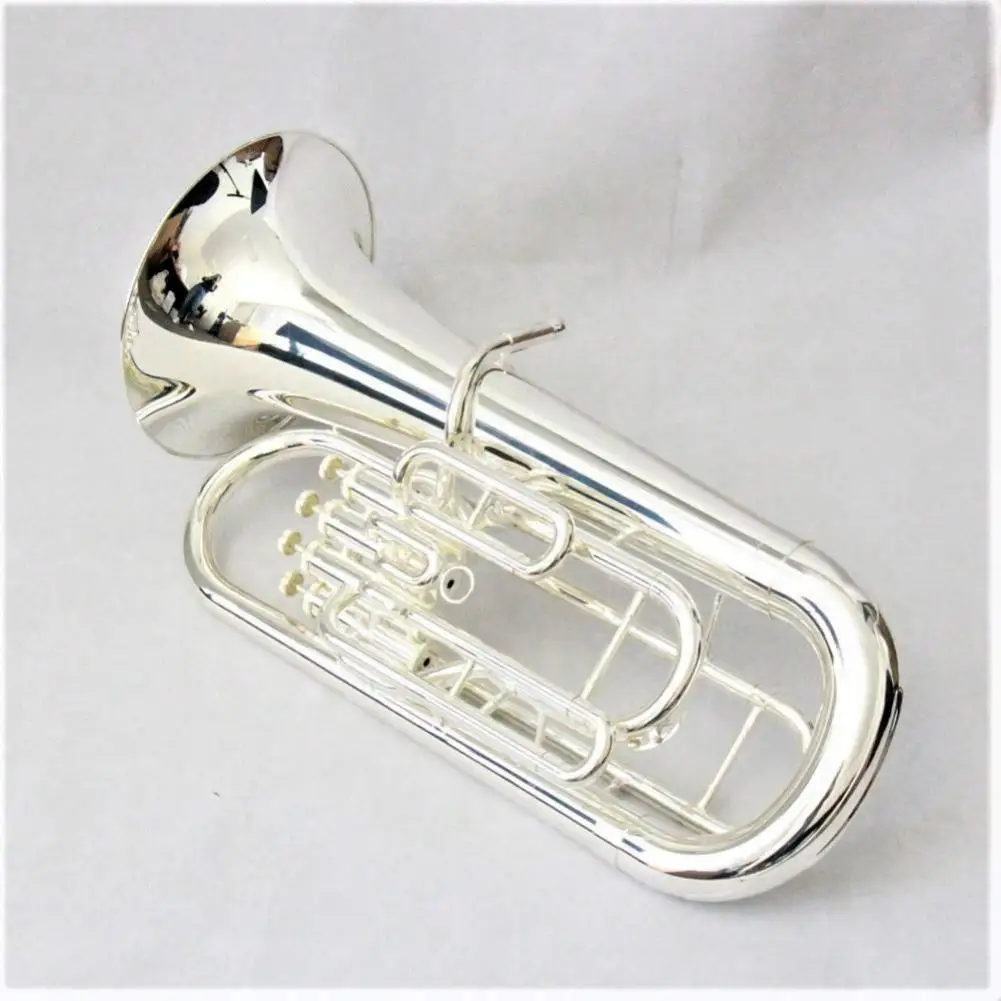 Bb Tune Euphonium Silver Plated Finish Stainless Steel Piston Brass Body Professional Wind Instrument for Band Performance