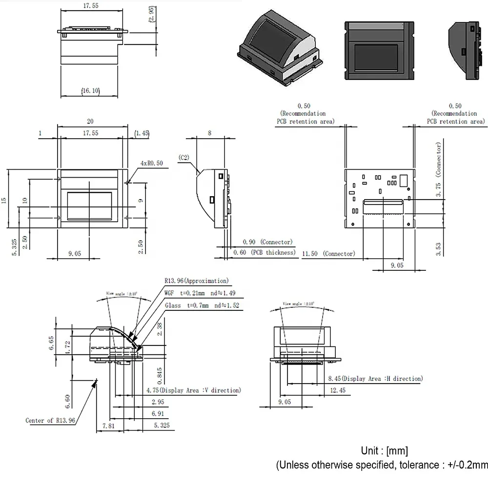 0.38 inch lcos microdisplay screen 1280*720 700cd/m2 I2C interface FLC display AR VR Lcos display module