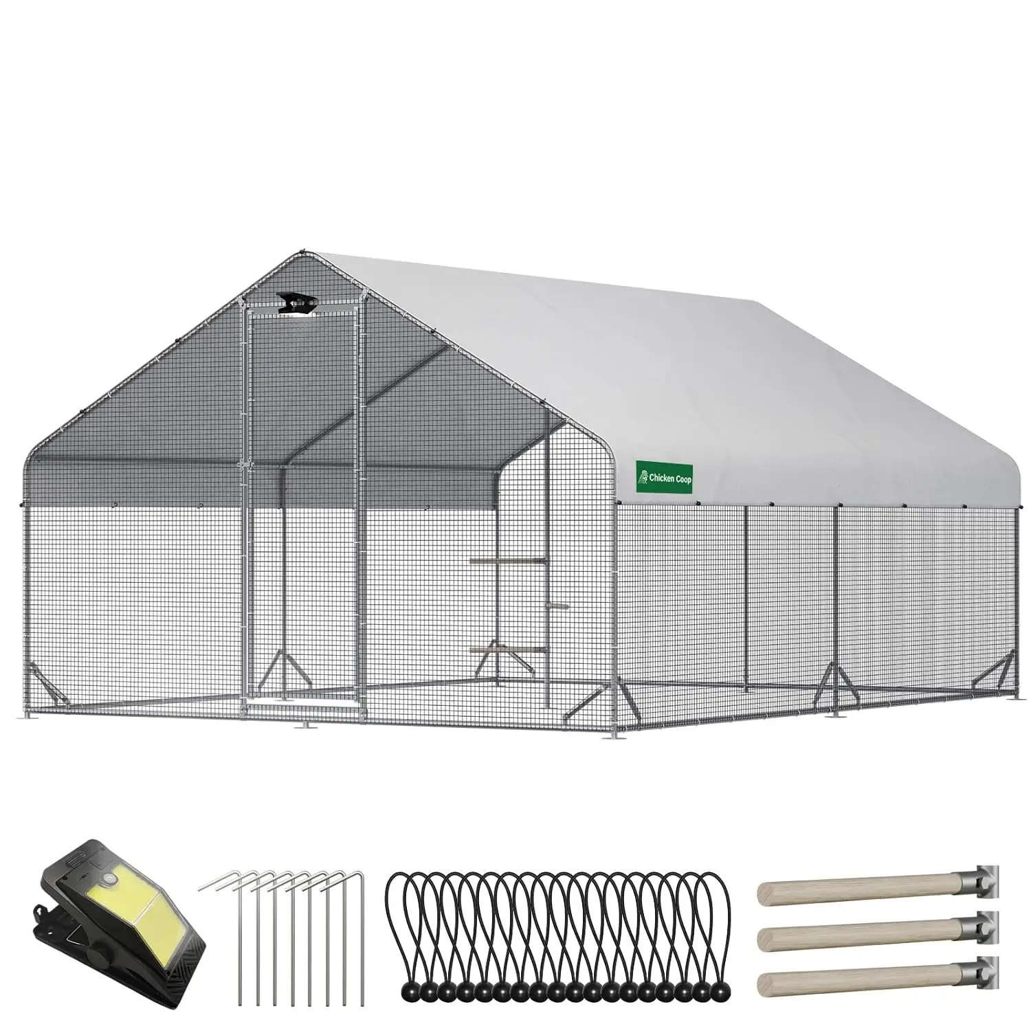 

Большой курятник с выгулом и сеткой, солнечным светильником, водонепроницаемым и УФ-стойким покрытием, для уличного содержания птицы, на заказ