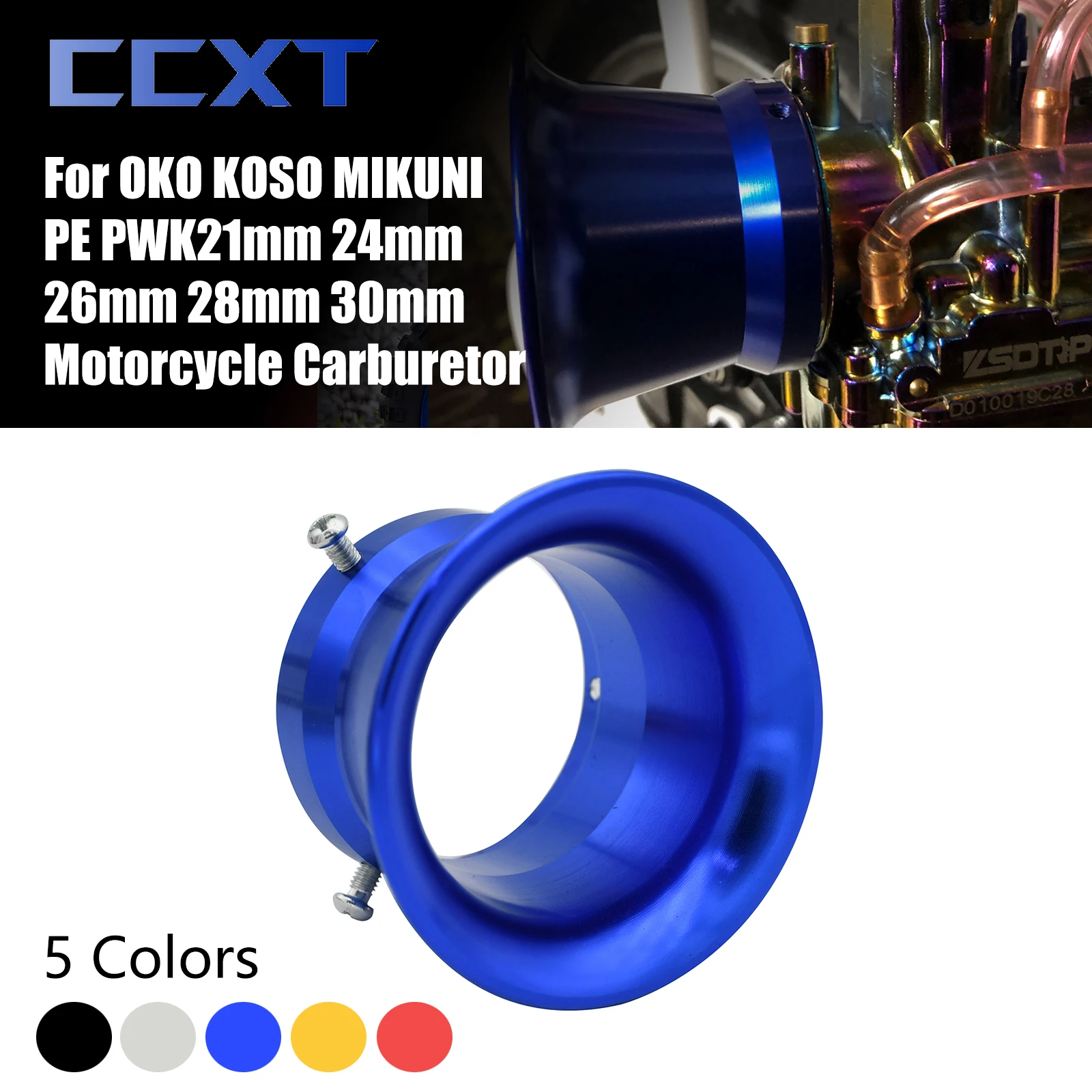 Filtro de aire universal para carburador de motocicleta de 50 mm, copa de viento para KOSO MIKUNI OKO PE PWK 21 24 26 28 30 32 34 PE 28 30, etc.