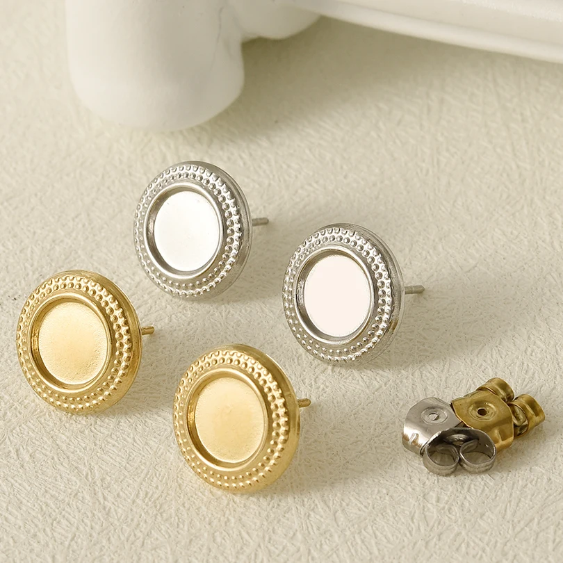 2Pcs High Quality  Geometry Texture Luster Stainless Steel Earring Retro Sense Of Design For Men Women Earrings With Earplugs