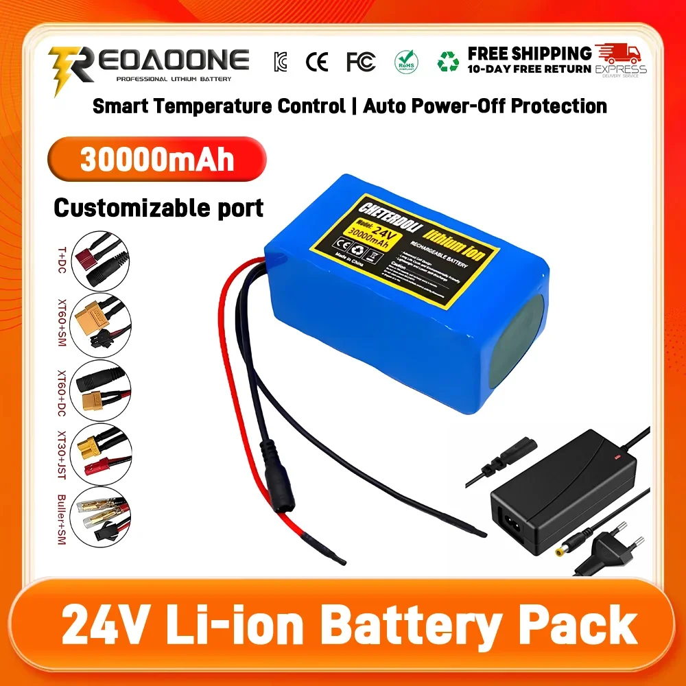 

24V 100Ah Li-ion Battery Pack for 500W E-Bike/Scooter | 7s3p 18650 Cells | Smart BMS with Overheat/Short Circuit Protection