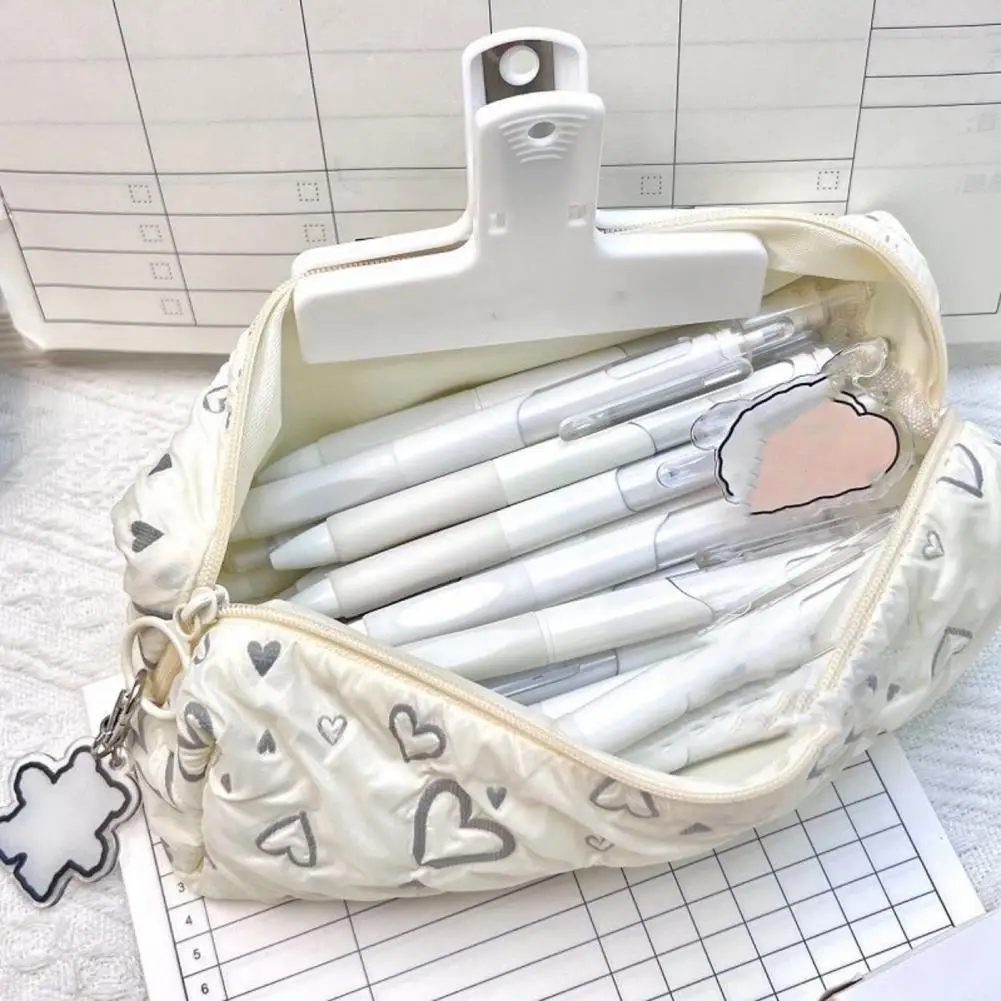 منظم قلب منقوش للطلاب ، حقيبة أدوات مكتبية الحب ، مقلمة للوازم المدرسية ، منظم ساحر