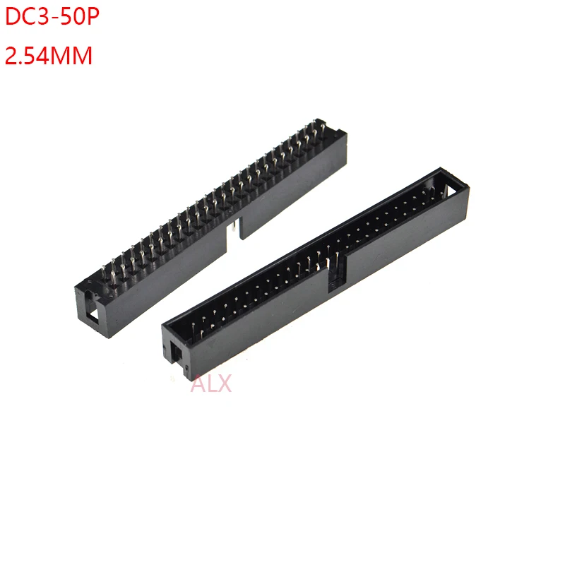 10pcs dc3-50p 2.54mm Pitch Jtag Isp Male Socket Straight Idc Box Headers Pcb Connector Double Row 2x25pin Dc3 50 Pin 50p Header