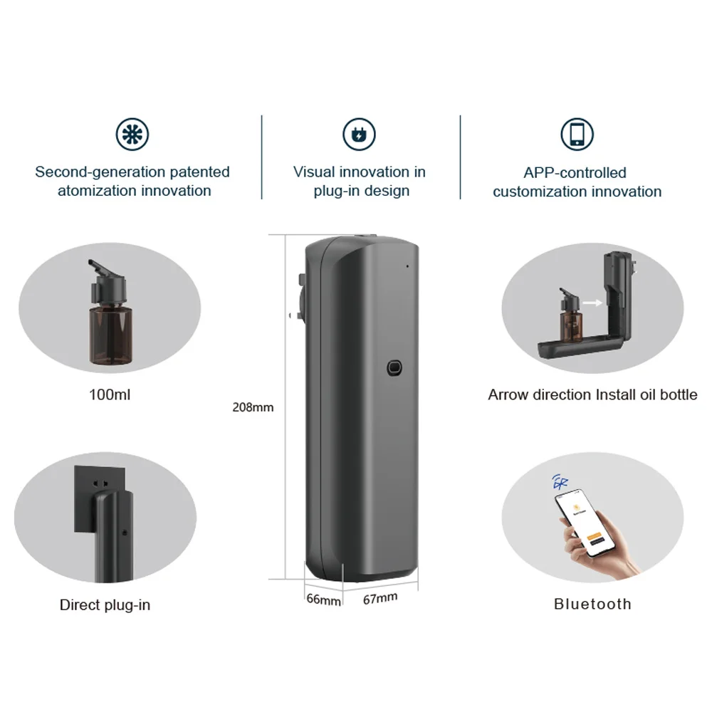 Picture 7: TEABLUM Coverage 300m³ Aromatherapy Machine Electric Fragrance Diffuser Bluetooth Home Air Freshener Socket Type Scent Diffuser