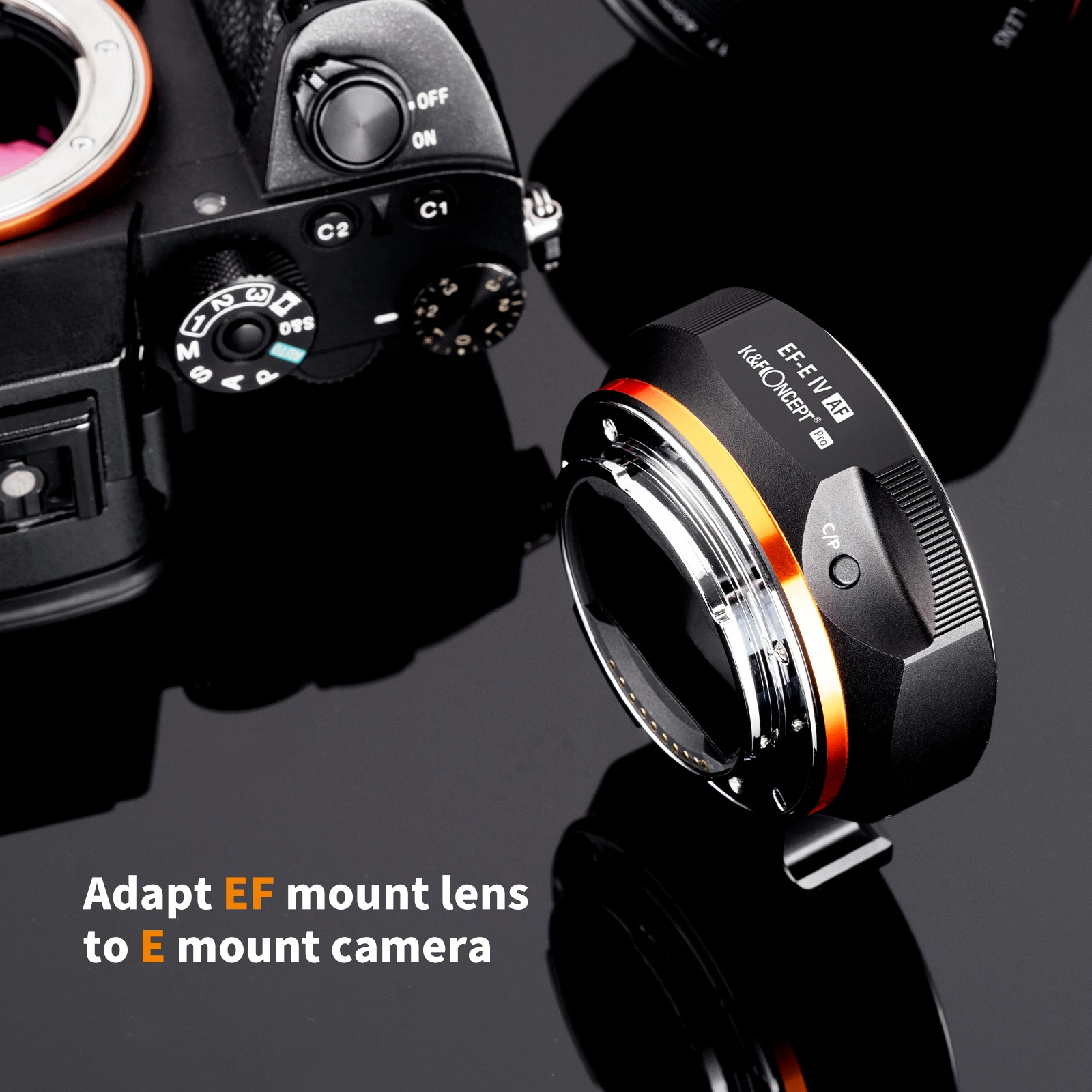 K&F Concept EOS to E IV Auto Focus Lens Adapter for Canon EOS EF EFS to Sony a6400 a6700 A7C A7C2 A1 A9 A7R2 A73 A7R4 A7R5 A7R3