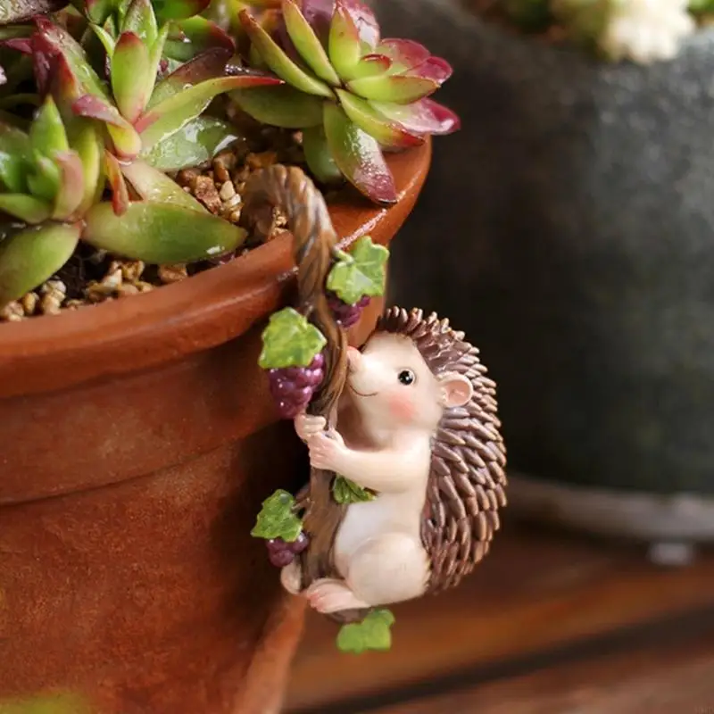 Artistic Resin Hedgehog Figurine Durability Garden Decoration for Hanging JOMD