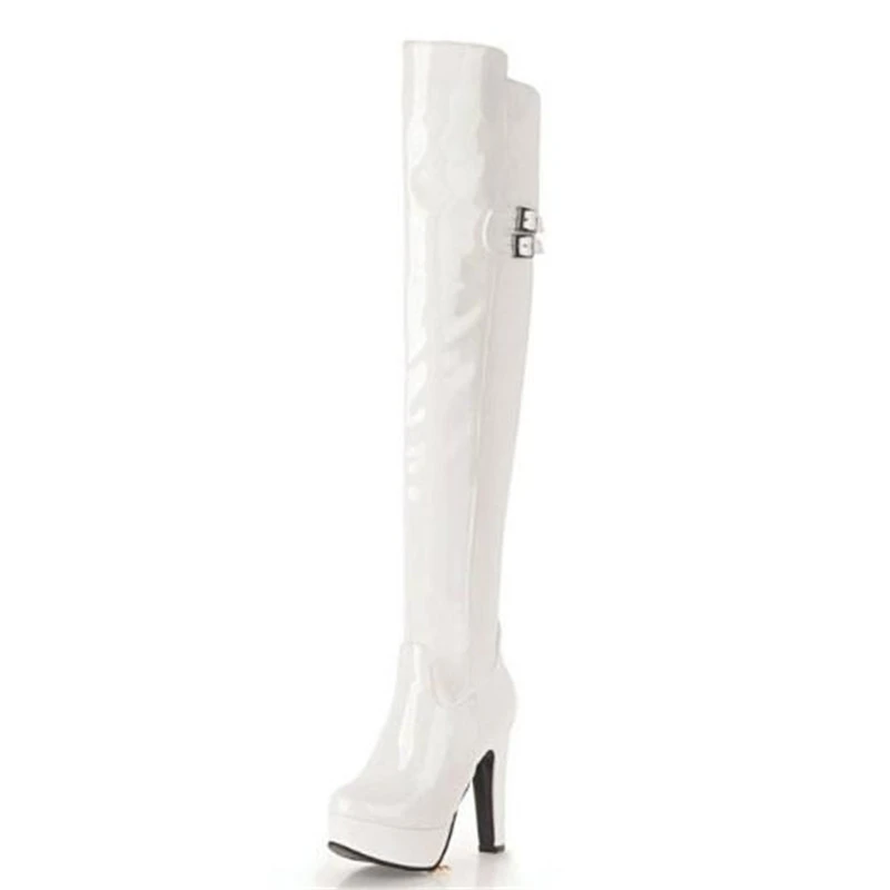 Women Boots winter New style sexy Stiletto long and tube-shaped Over the knee Boots Patent leather Nightclub Boots size 34-48