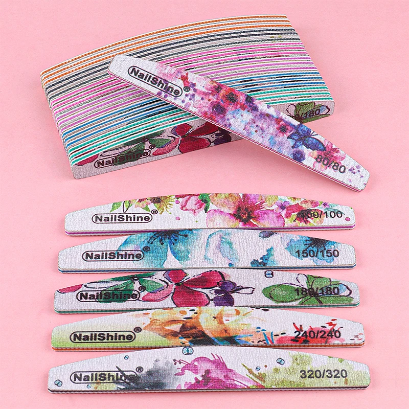 

25Pcs/50Pcs Grey Nail Art File 80/100/180 /240/320 Grit Washable Nail Buffer Polisher Block Trimmer Gel Files For Manicure