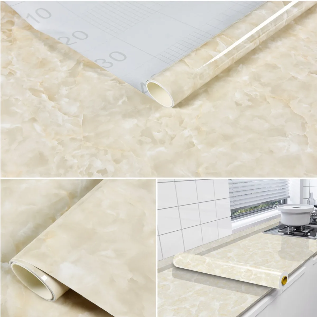 Marble Vinyl Wallpaper for Walls In Rolls Waterproof Wall Stickers Bathroom Table Kitchen Adhesive Sticker for Furniture Decor