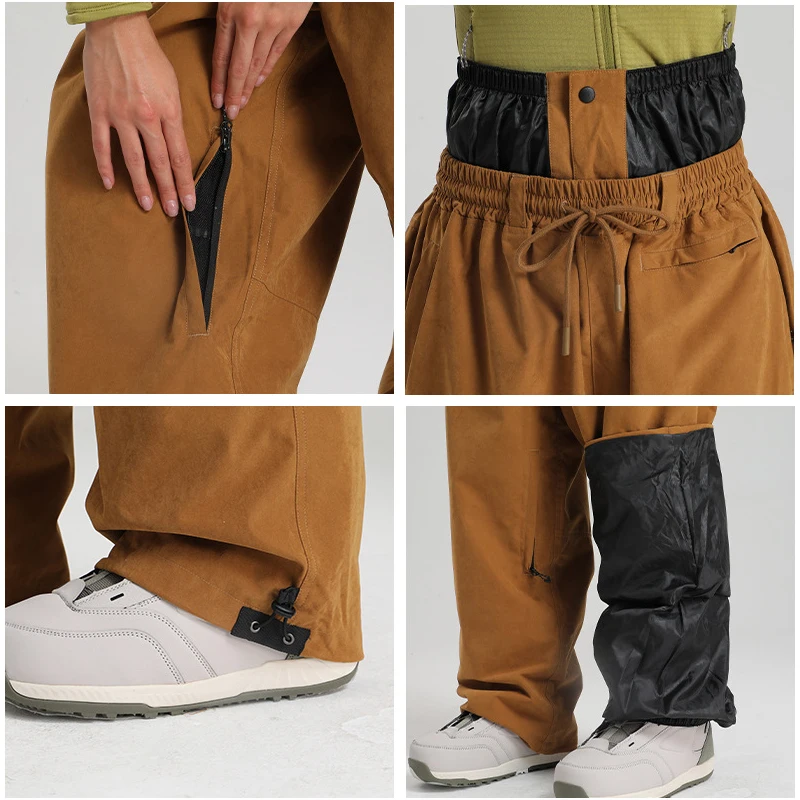 冬のマウンテンスポーツ男性スキーズボン屋外ハイキング女性スノーパンツ緩い防水女性スノーボード服着用